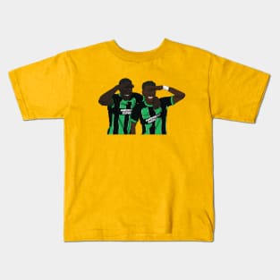 Simon Adingra Danny Welbeck Brighton Black & Green Minimalist Goal Celebration Kids T-Shirt